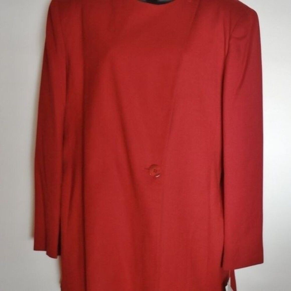 Jones New York Women's Red Button Front Jacket Top Size 16 Classic Blazer